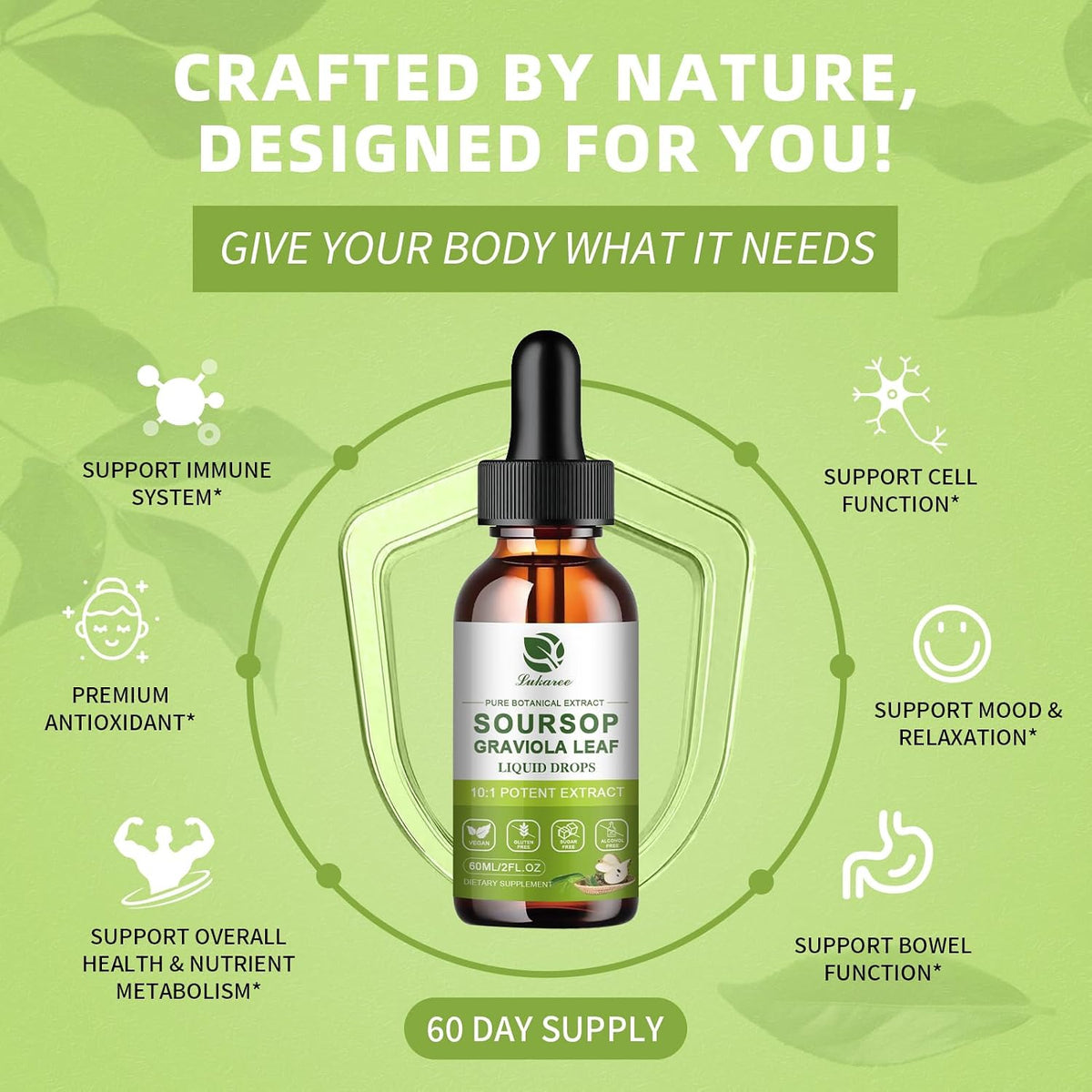 Lukaree Extracto Puro de Hojas de Guanábana (Graviola) para Inmunidad, Salud Digestiva y Energía Natural – Líquido de – Image 4