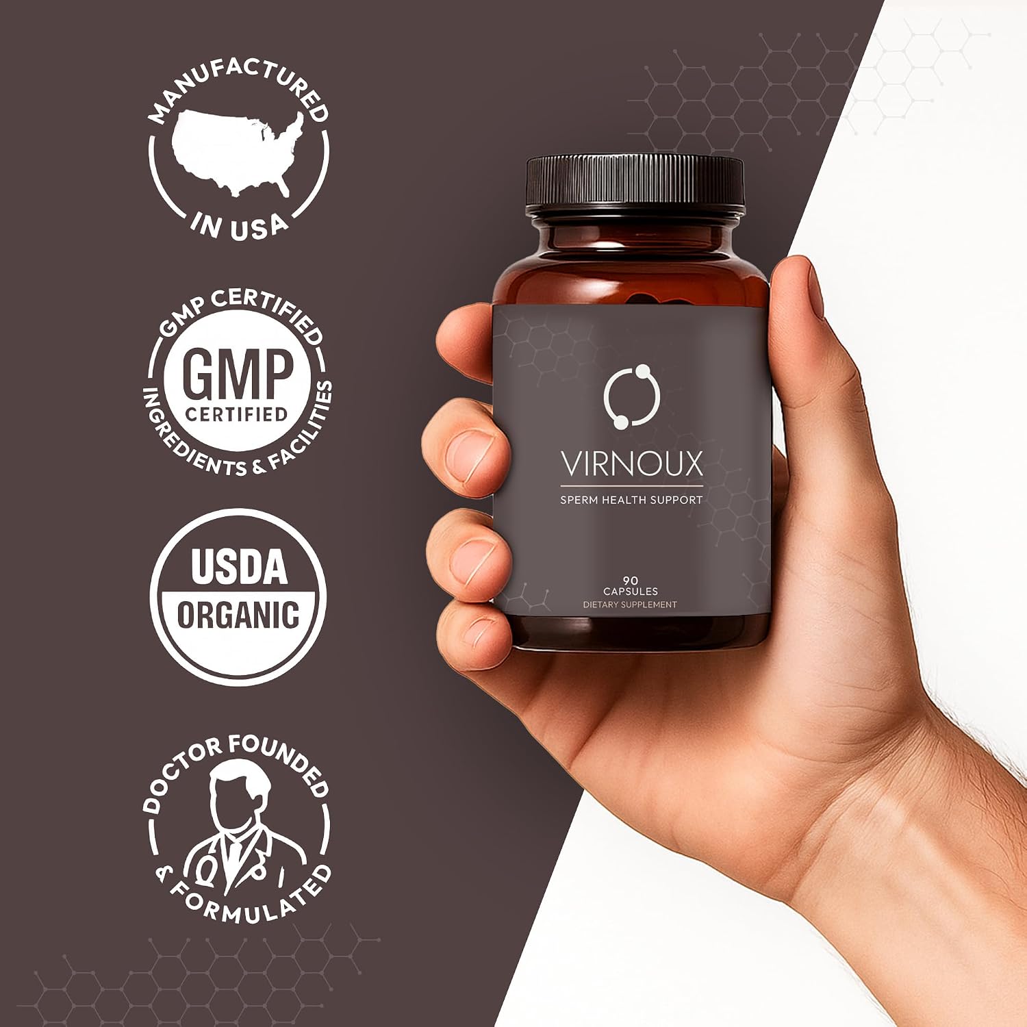 Virnoux: Suplemento de Fertilidad Masculina - Vitaminas Prenatales para Hombres, 30 Días