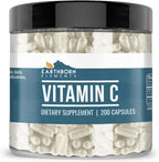 Earthborn Elements Vitamina C 200 Cápsulas, Pura y Sin Diluir, Sin Aditivos