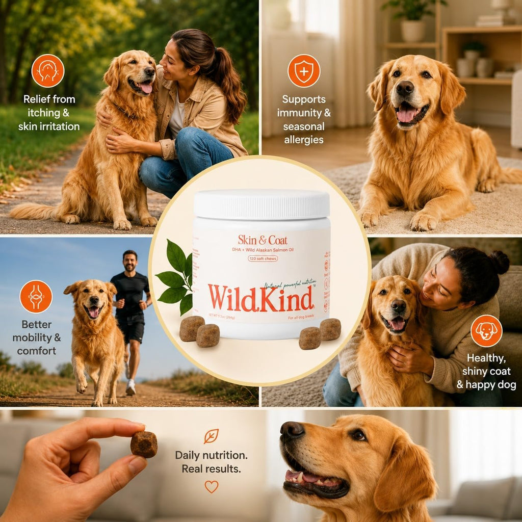 Wildkind Masticables para Alergias Caninas – Aceite de Salmón de Alaska, 120 uds.