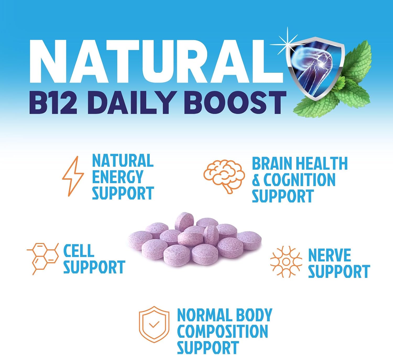 Vitamina B12 Metilcobalamina 1000 mcg - 60 Comprimidos Masticables Sabor Bayas