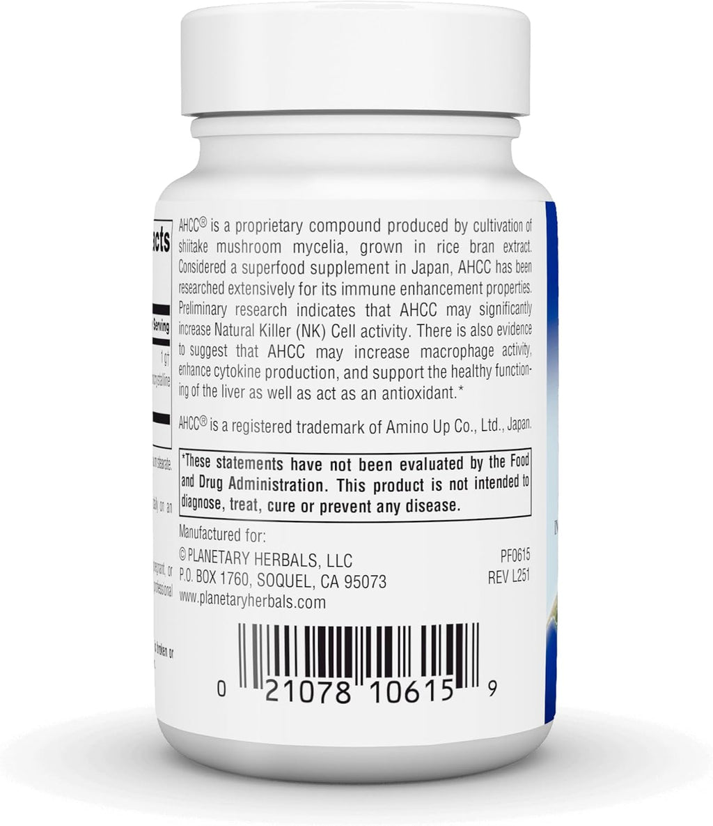 AHCC 500 mg de Planetary Herbals - 30 Cápsulas para el Apoyo Inmunitario