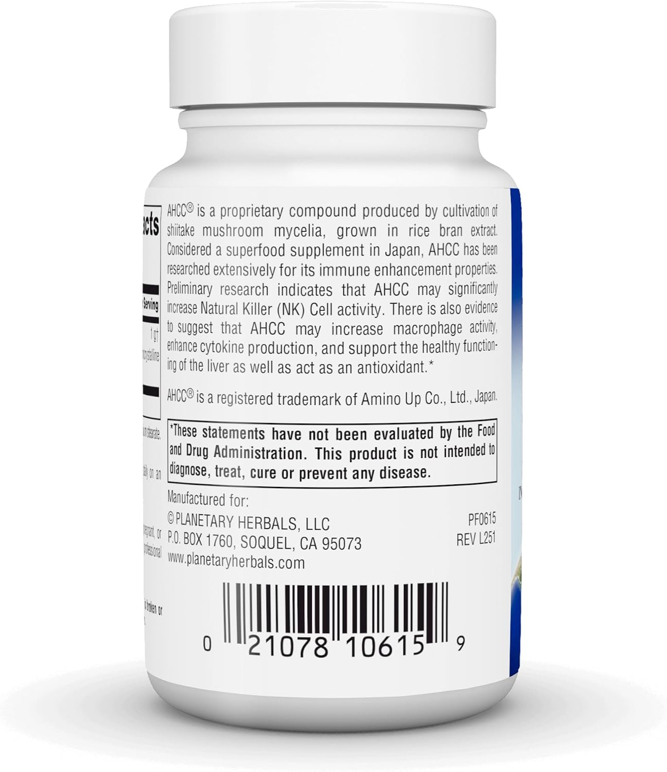 AHCC 500 mg de Planetary Herbals - 30 Cápsulas para el Apoyo Inmunitario