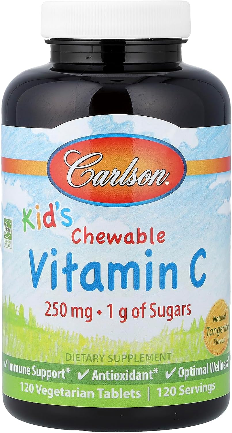 Carlson Labs Niños Masticables de Vitamina C, 250 mg, 120 tabletas
