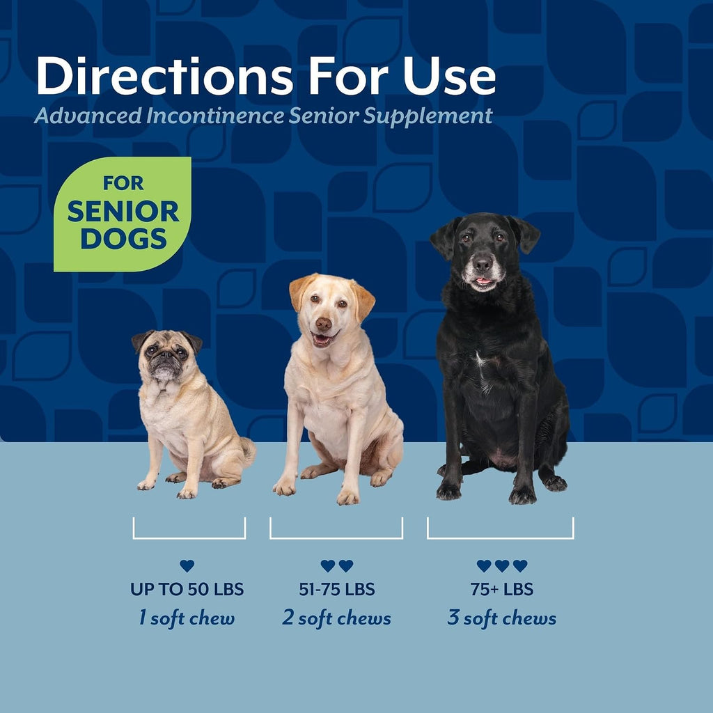 NaturVet Senior Advanced Incontinence - Suplemento para Perros - 60 Masticables Blandos