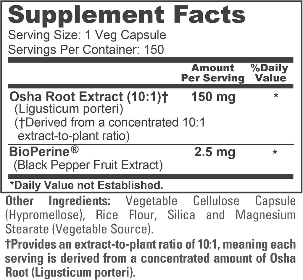NusaPure OSHA Root Cápsulas, 1500 mg, 150 Cápsulas Veganas (Sin OGM, Vegano)