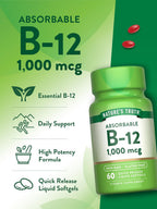 Nature's Truth Vitamina B12 1000 mcg - 60 Cápsulas Blandas de Liberación Rápida - Sin Gluten y No-GMO