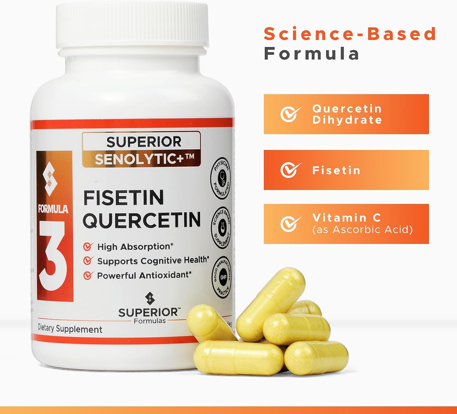 Superior SENOLYTIC+ | Complejo Fisetin-Quercetina | Formulado por Médicos