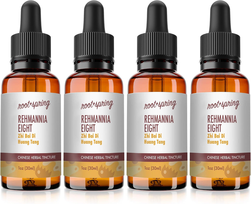 Rehmannia Eight - Zhi Bai Di Huang Tang - Tintura de Hierbas (Extracto Líquido) - Concentrado Zhi Bai Di Huang Wan con Gotero - Complemento Natural de MTC 1 oz (Pack de 4)