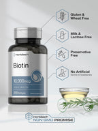 Horbäach Biotina 10.000 mcg - 200 Cápsulas Blandas - Suplemento de Biotina con Vitamina B7