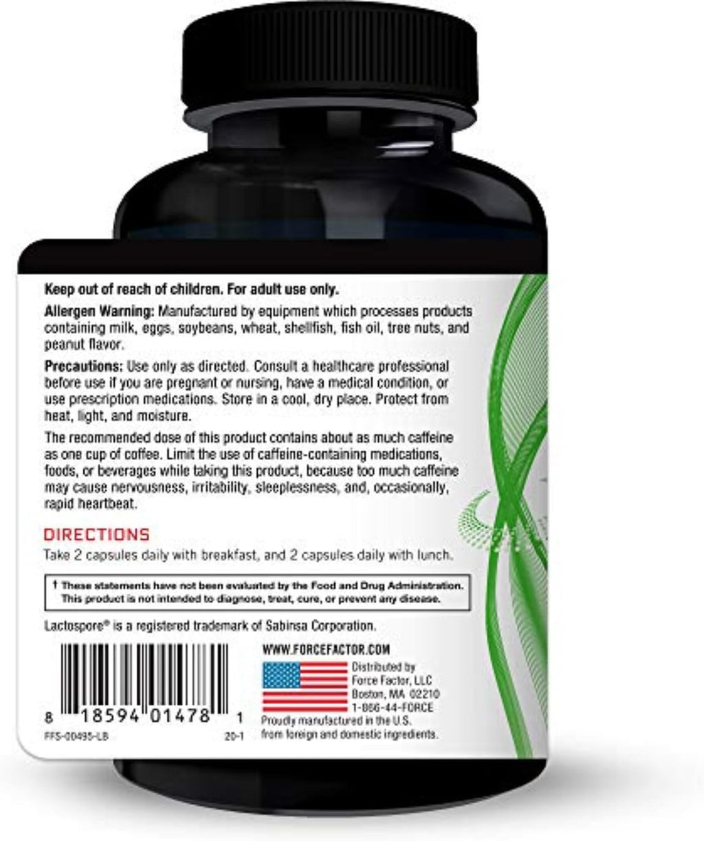 Force Factor ProbioSlim - Suplemento para el Control de Peso con Probióticos y Té Verde, 120 Cápsulas