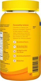 Nature Made Wellblends ImmuneMAX Gominolas con Vitamina C, Zinc, Vitamina D3 y Selenio, 42 gominolas sabor mandarina