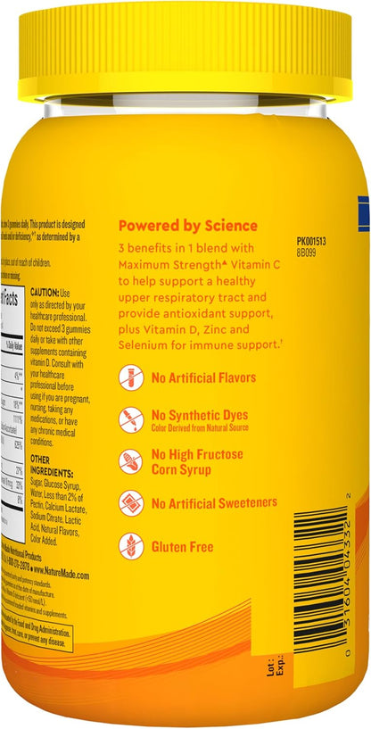 Nature Made Wellblends ImmuneMAX Gominolas con Vitamina C, Zinc, Vitamina D3 y Selenio, 42 gominolas sabor mandarina – Image 8
