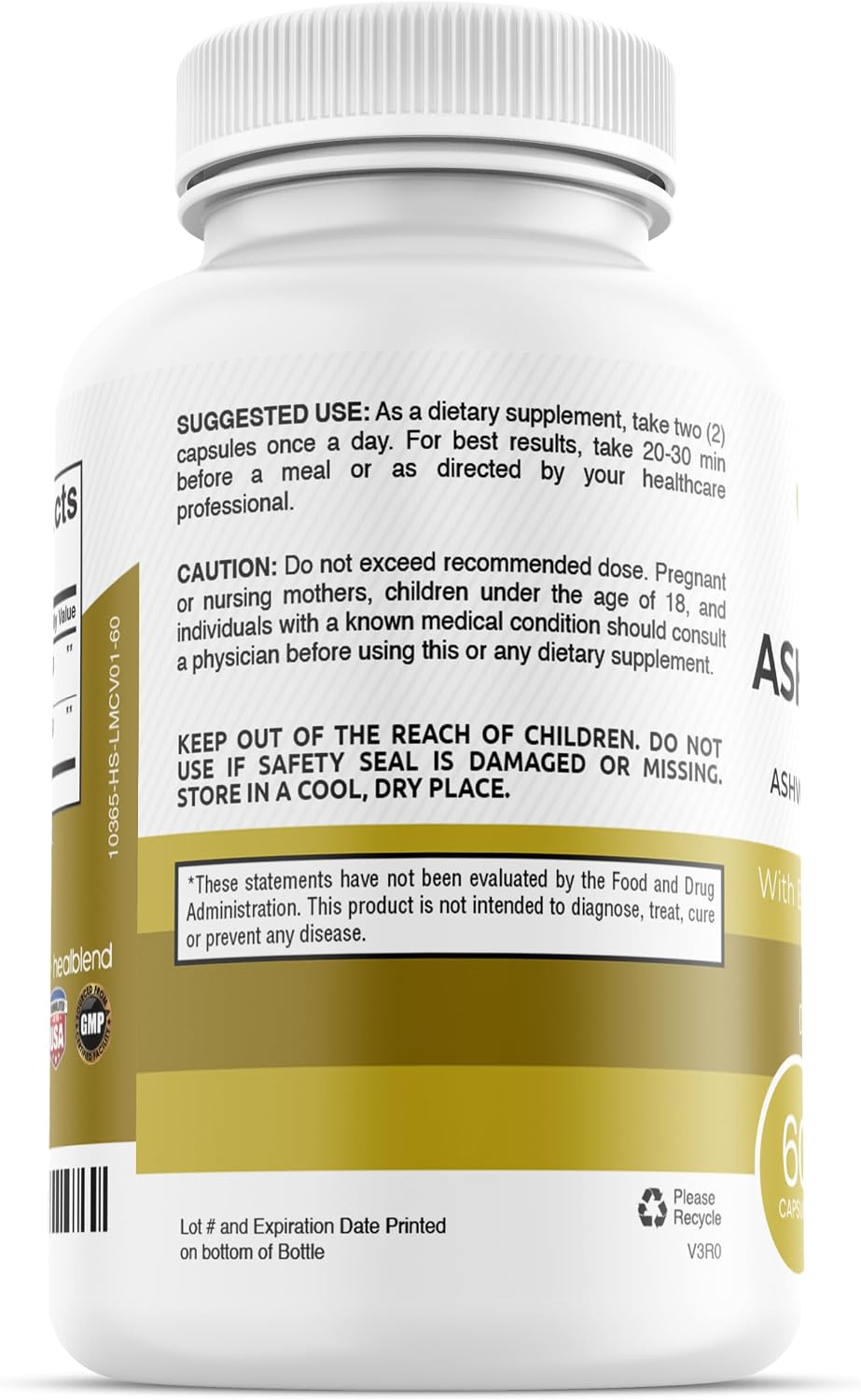 Organic Ashwagandha 1300mg con extracto de pimienta negra - Suplemento para el estado de ánimo y energía - 60 cápsulas
