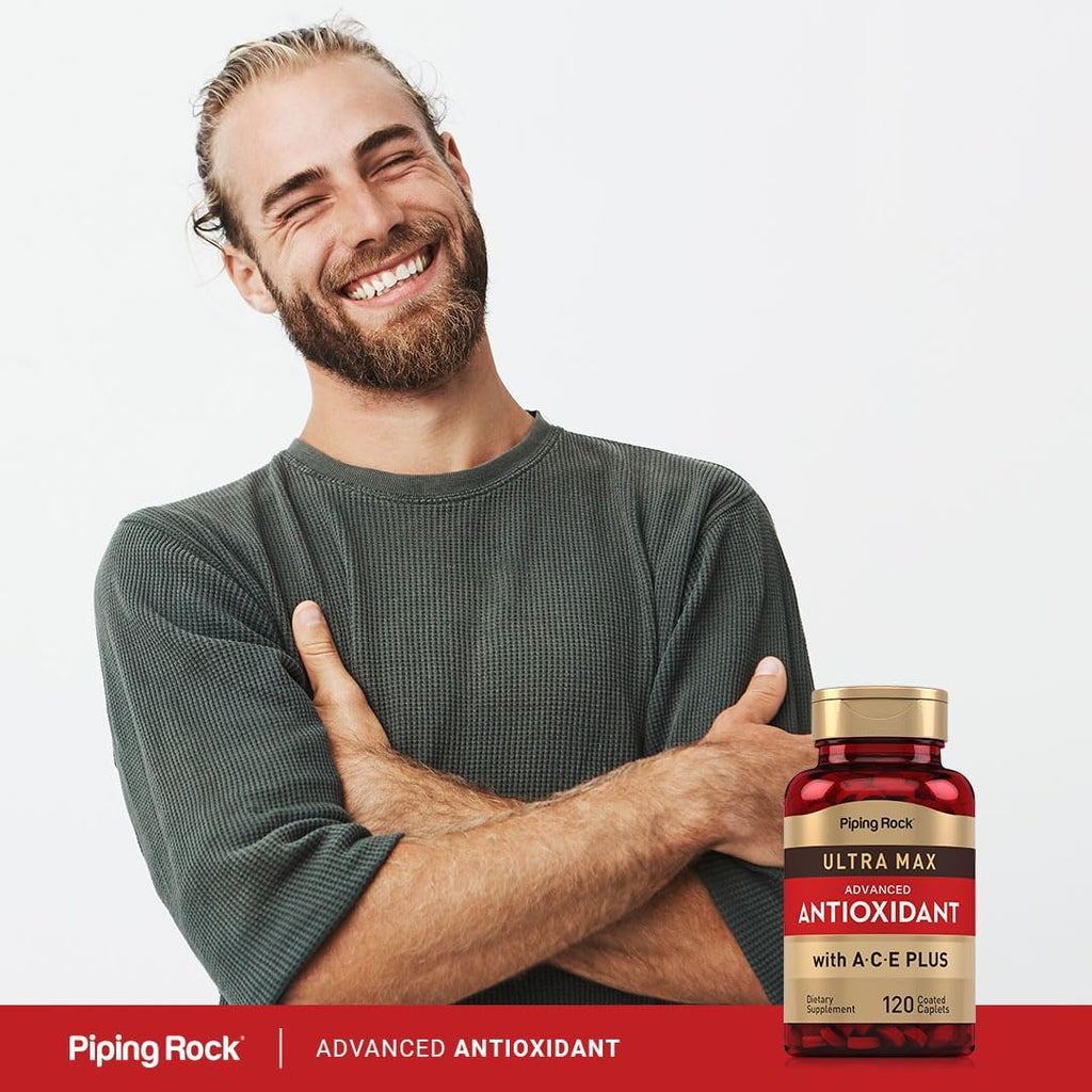 Piping Rock Suplemento Antioxidante Avanzado con Vitaminas A, C y E | Fórmula Ultra Max | 120 Comprimidos | No-OGM, Sin Gluten