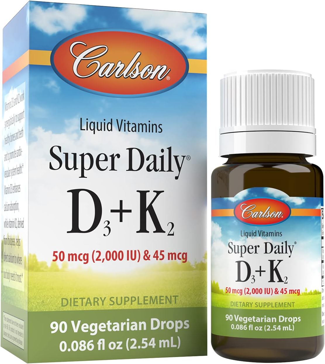 Carlson Super Daily D3+K2 - 50 mcg D3 + 45 mcg MK-7 - 360 Gotas (10,16 ml)