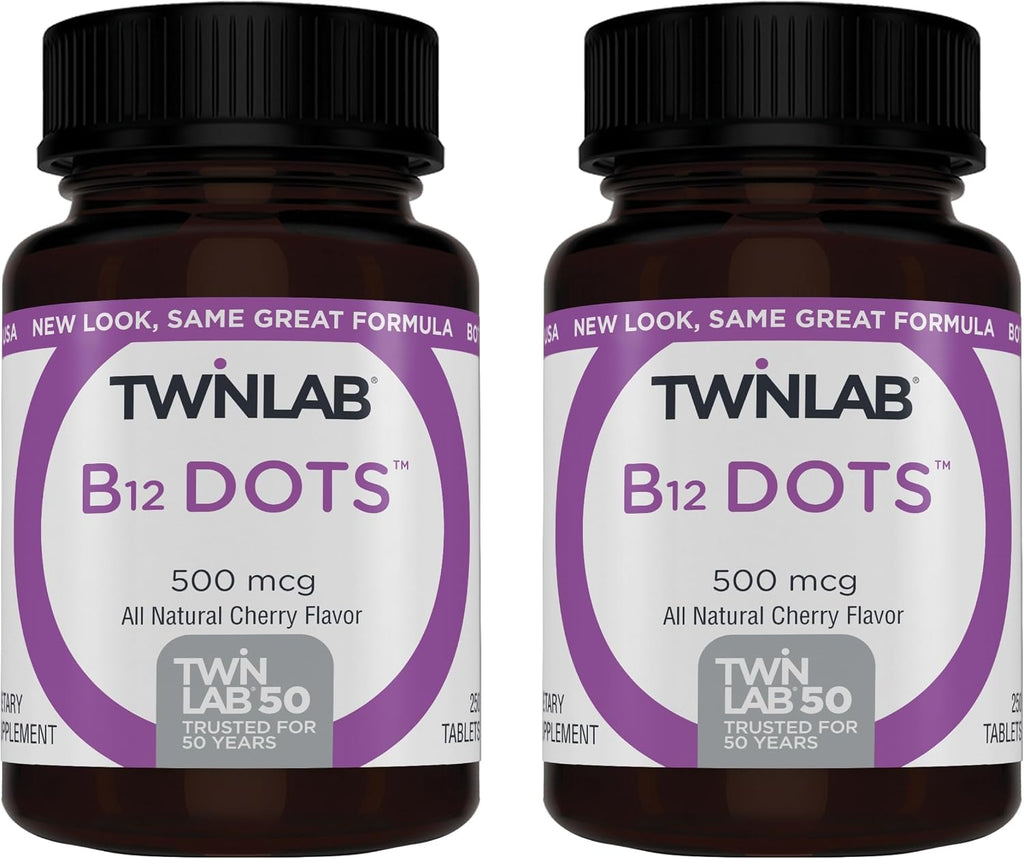 Twinlab B-12 Dots 500 mcg - 500 Comprimidos Sublinguales (2 Envases)