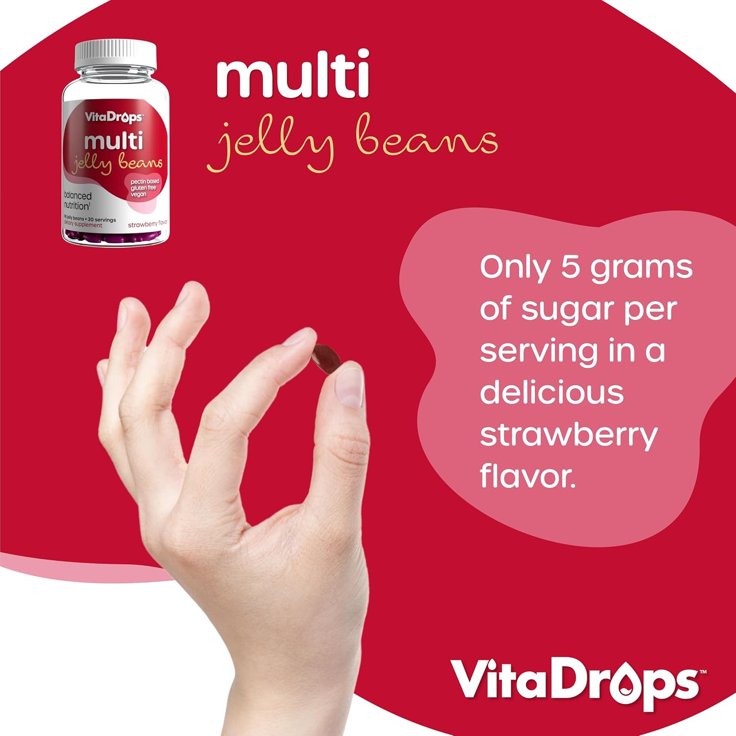 VitaDrops Multivitamin Jelly Beans para Mujeres y Hombres - 90 Gomitas (30 Días)