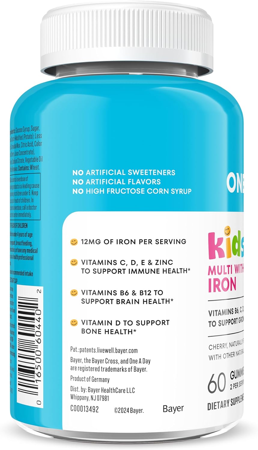 One A Day Multivitamínico Infantil con Hierro – Gominolas de Cereza – 60 Unidades