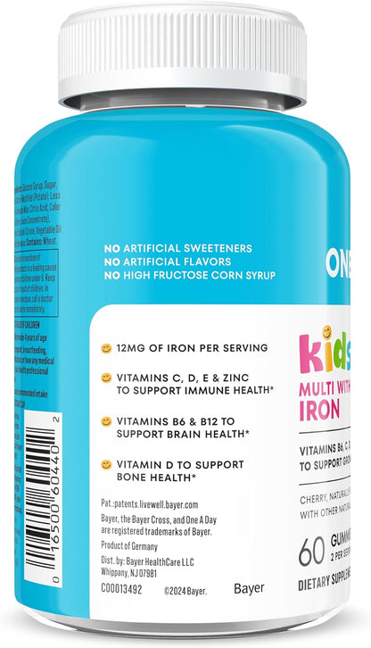 One A Day Multivitamínico Infantil con – Vitamina C (25 mg) : Contribuye al funcionamiento normal del sistema – Image 2