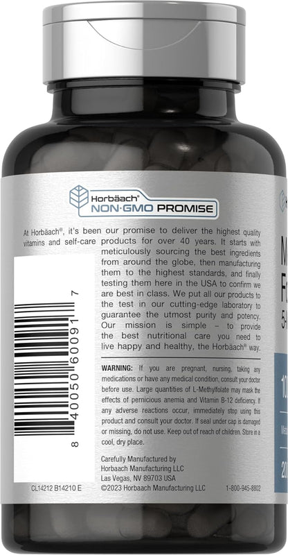 Horbäach Metilfolato | 1000 mcg | 200 – El folato contribuye al metabolismo normal de la homocisteína. – Image 3