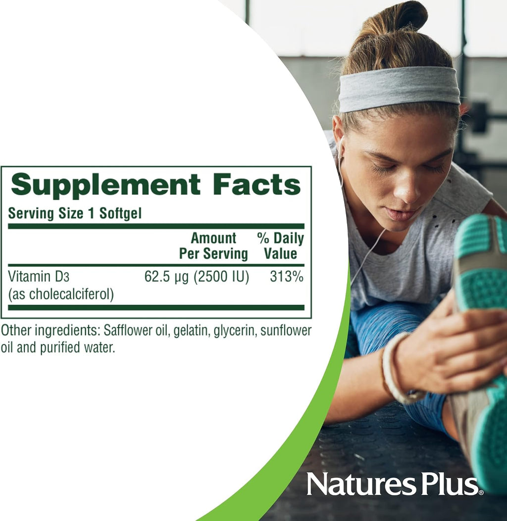 NaturesPlus Vitamina D3 2500 IU – 90 Cápsulas Blandas