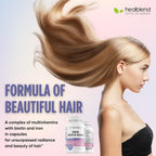 healblend Vitaminas para Cabello, Piel y Uñas para Mujeres con Biotina 5000 mcg, Hierro y Manganeso | Vegano, No-OGM | 60 Cápsulas