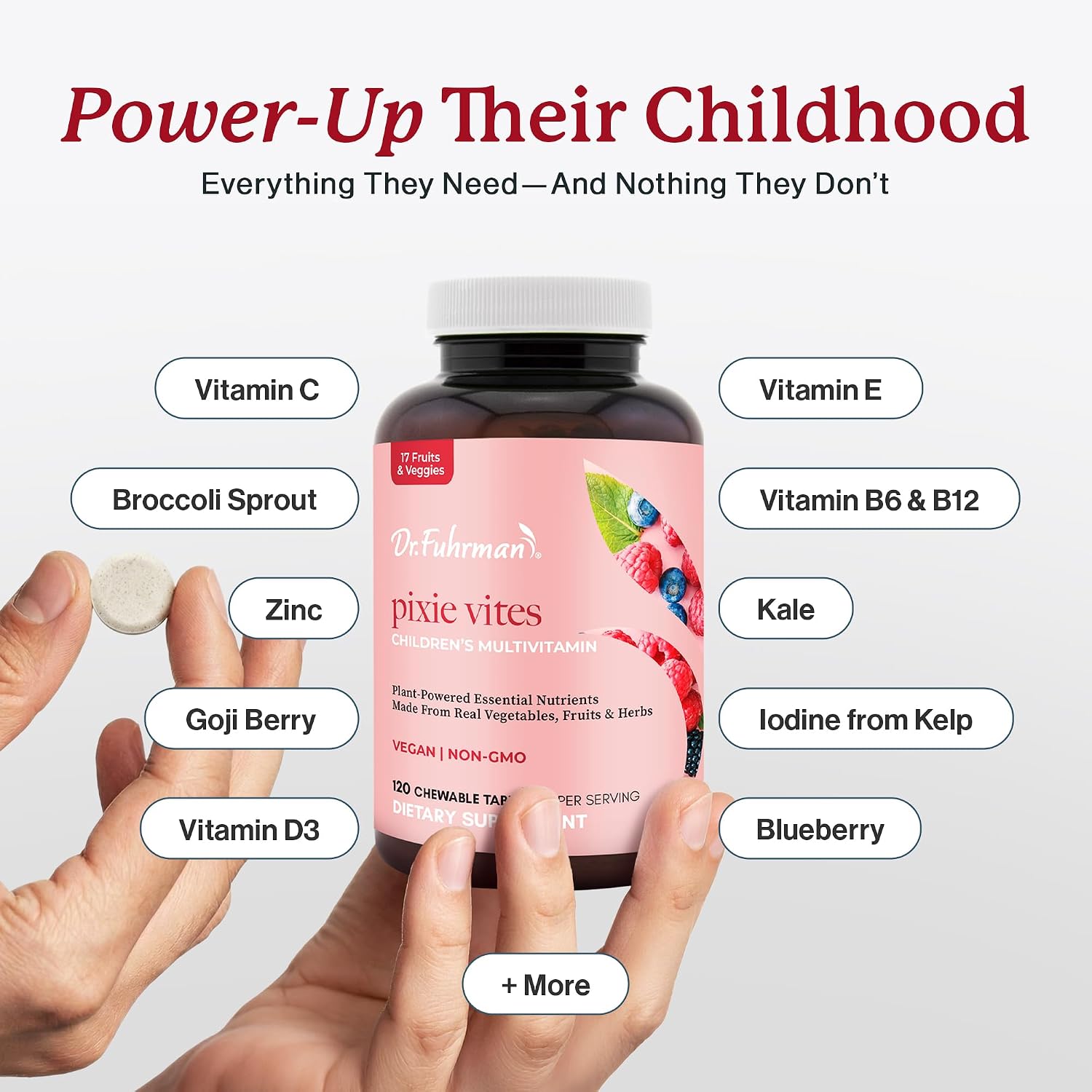 Dr. Fuhrman Pixie Vites Multivitamínico Infantil Masticable - 120 Comprimidos Sabor Bayas