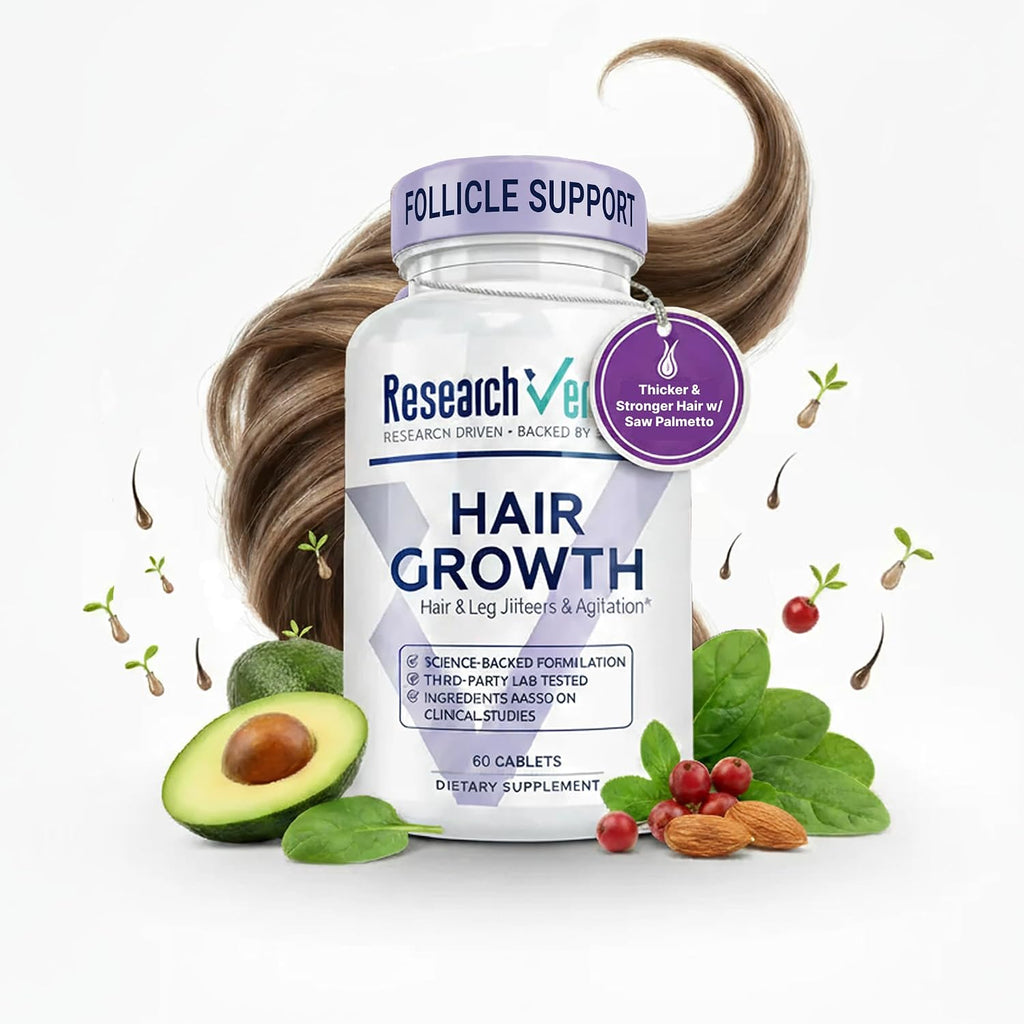 Research Verified Hair Growth Support - Suplemento para el Crecimiento del Cabello con Biotina y Bloqueadores DHT
