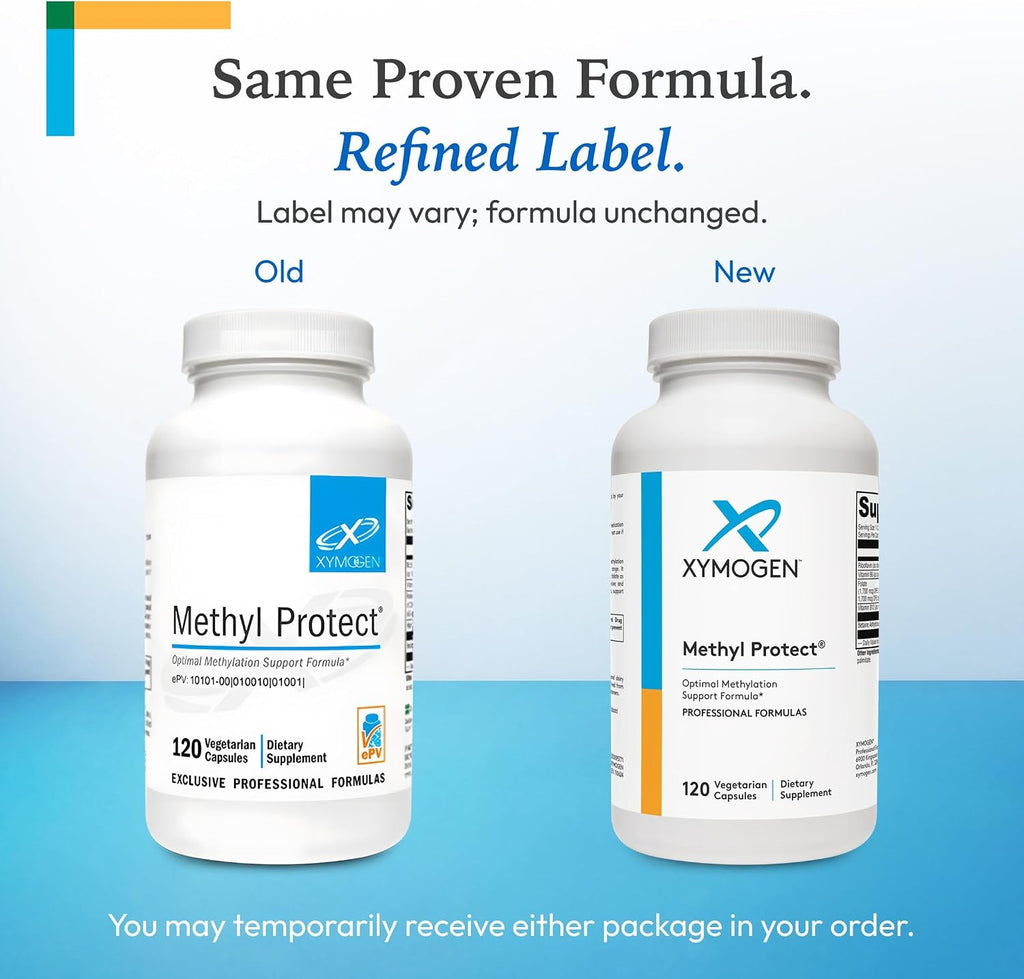 XYMOGEN Methyl Protect - 3400 mcg 5-MTHF (5-Metiltetrahidrofolato) con Vitaminas B Activadas - Apoyo Cardiovascular y Neurológico - 120 Cápsulas Vegetarianas