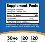 Nutricost Pregnenolona 30mg, 120 Cápsulas - No Transgénico, Sin Gluten, Cápsulas Vegetales