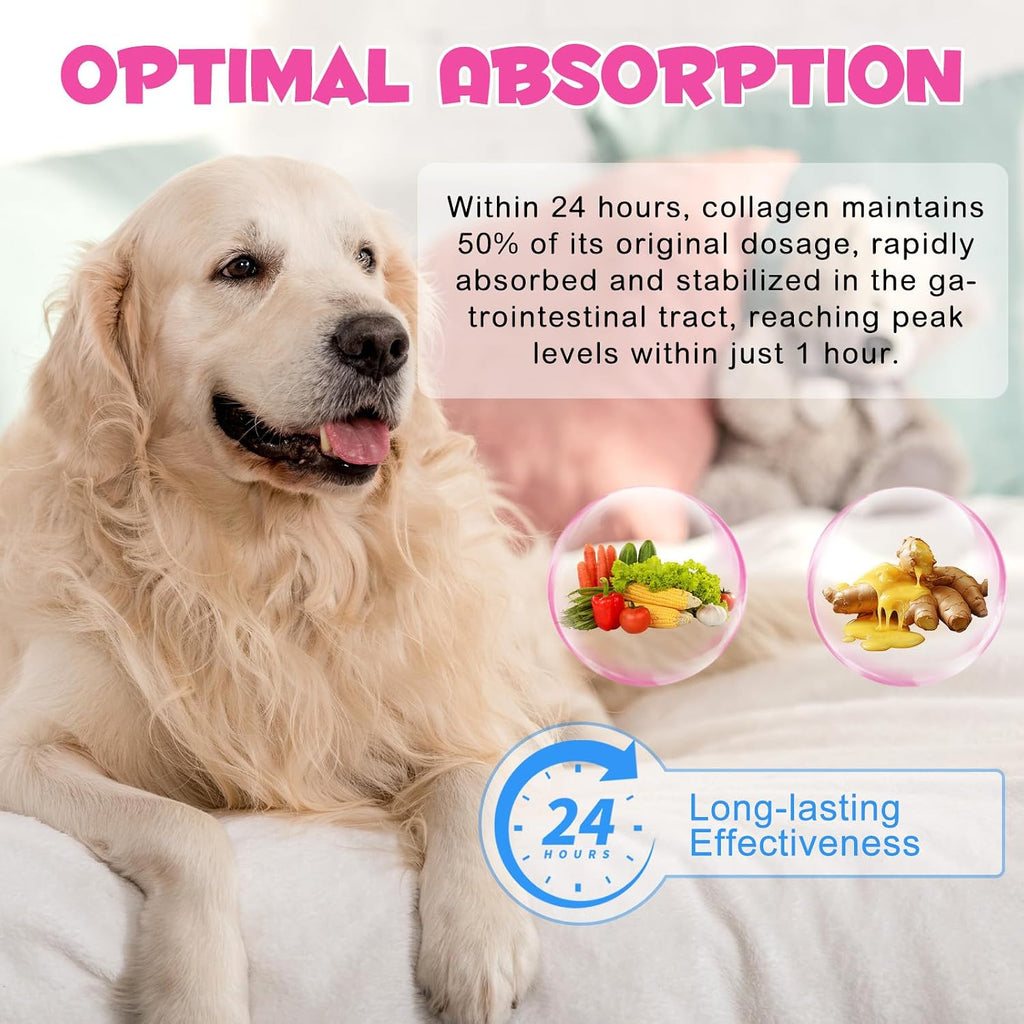 Colágeno Líquido para Perros con Biotina, MSM y Jengibre | Suplemento para Articulaciones, Piel y Digestión 60ml