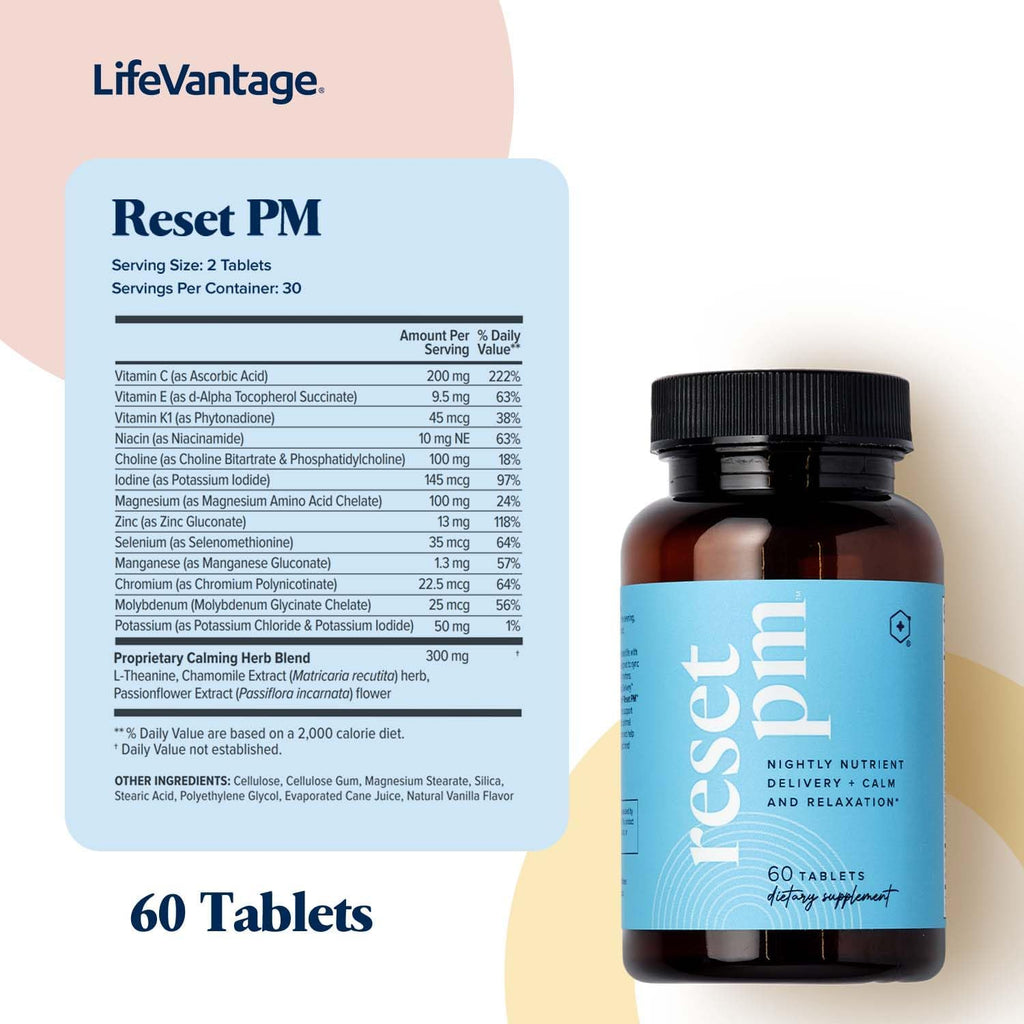 LifeVantage Reset PM - Suplemento Multinutriente Avanzado con Liberación Temporalizada, 60 Comprimidos