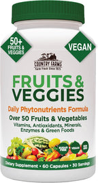 Country Farms Super Fruits and Veggies – Cápsulas de Frutas y Verduras, 30 Servicios
