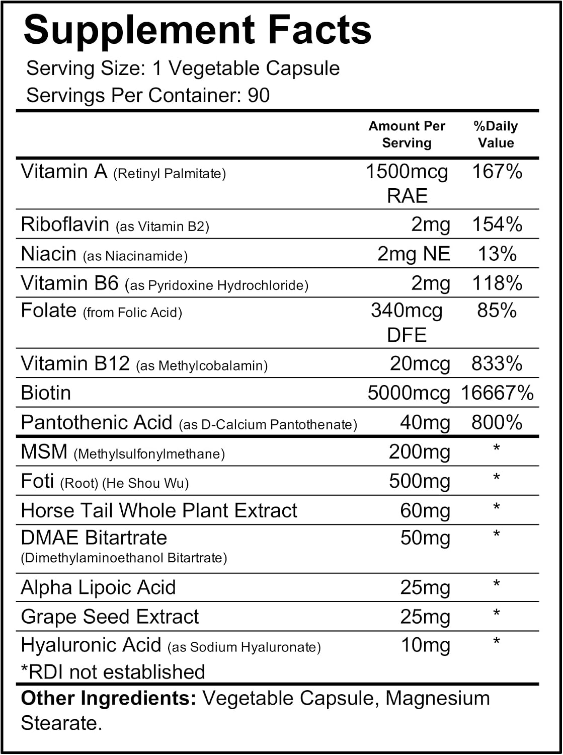 Wellgenix Purvana MAX - Biotina 5000mcg con MSM y Complejo B - 180 Cápsulas (2 Pack)