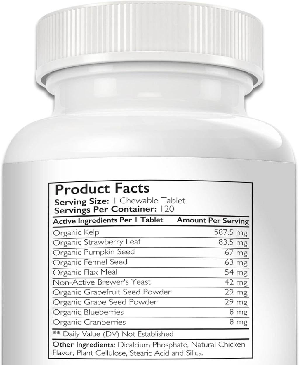 Nutrition Strength Cuidado Dental para Perros - Eliminador Natural de Placa y Sarro con Algas Orgánicas, Hojas de Fresa y Semillas de Calabaza - 120 Comprimidos