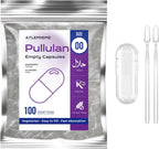 ATLEMISME Cápsulas Vacías de Pullulan Tamaño 00 - Veganas (100 uds) con 2 Cucharas Dosificadoras