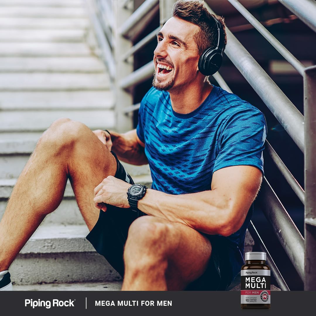 Piping Rock Multivitamínico para Hombres | 90 Comprimidos | Complejo de Vitaminas y Minerales | con Vitamina C, D, Magnesio y Zinc | No-GMO, Sin Gluten