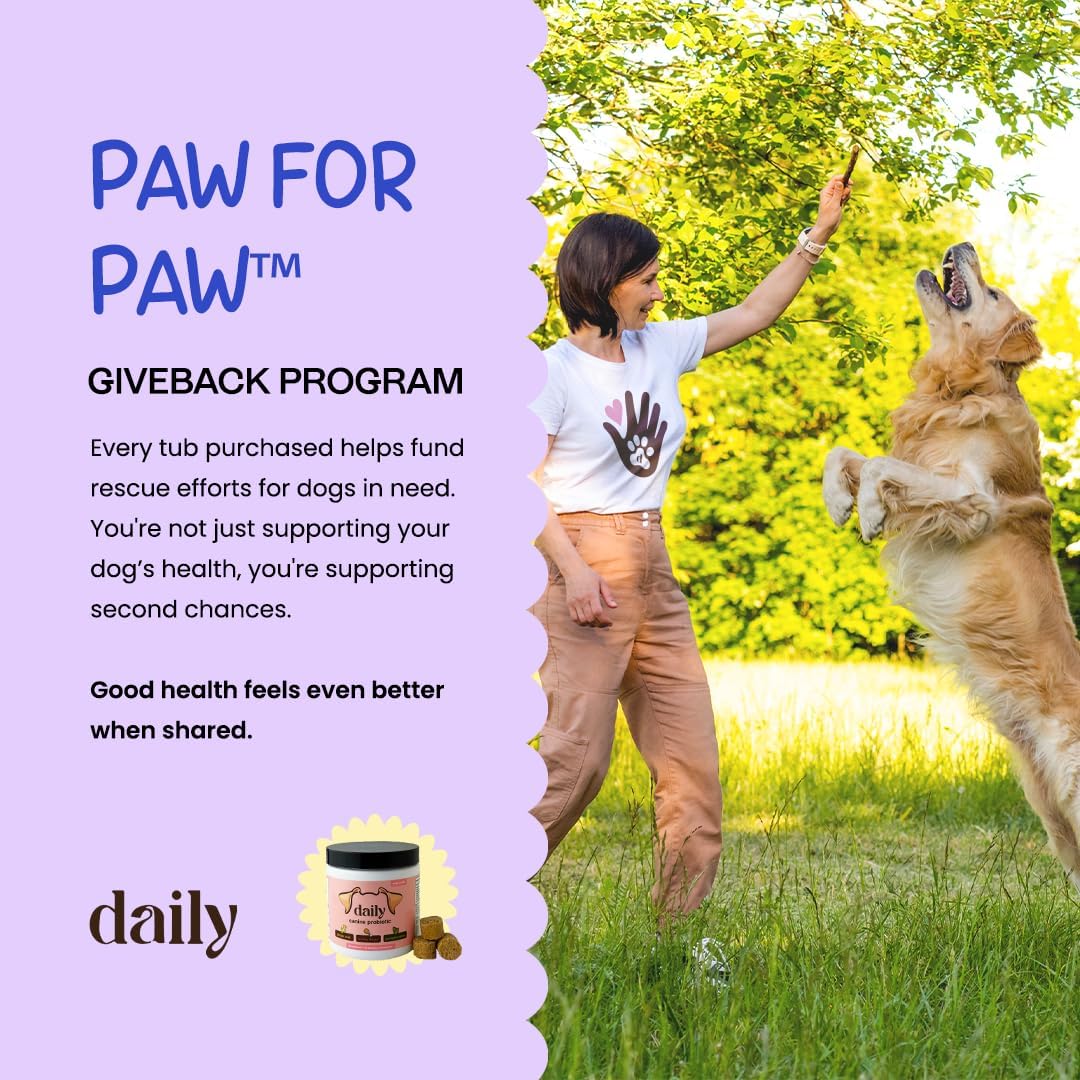 DLY Pets Probióticos para Perros - Salud Digestiva, Diarrea Ocasional - Sabor Pavo - 30 Masticables