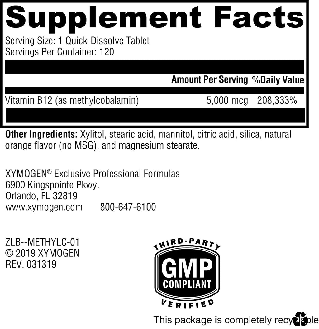 XYMOGEN Metilcobalamina 5 mg - 120 comprimidos de disolución rápida