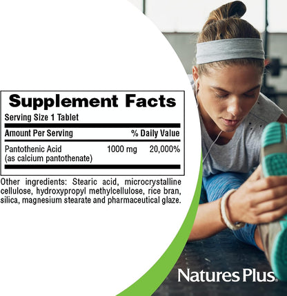 NaturesPlus Ácido Pantoténico, Liberación – Contribuye a la reducción del cansancio y la fatiga: Al facilitar la – Image 5