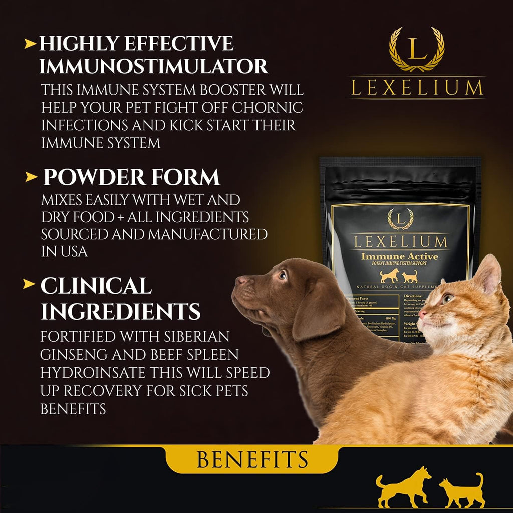 Lexelium Immune Support - Complemento inmunitario en polvo para perros y gatos (200g)