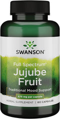 Swanson Jujube Fruit - Suplemento Herbal para la Calma y el Estrés (60 Cápsulas, 675mg)