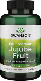 Swanson Jujube Fruit - Suplemento Herbal para la Calma y el Estrés (60 Cápsulas, 675mg)