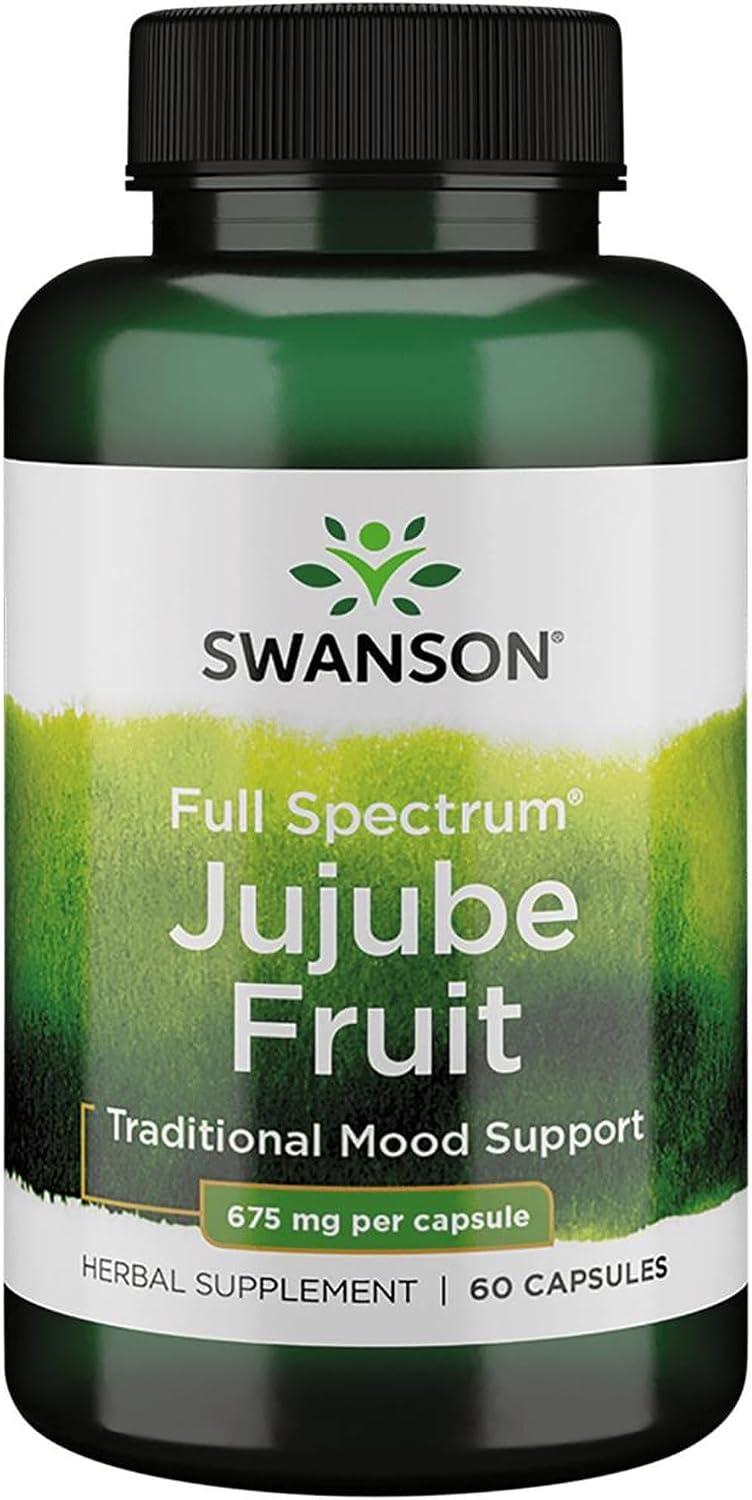 Swanson Jujube Fruit - Suplemento Herbal para la Calma y el Estrés (60 Cápsulas, 675mg)