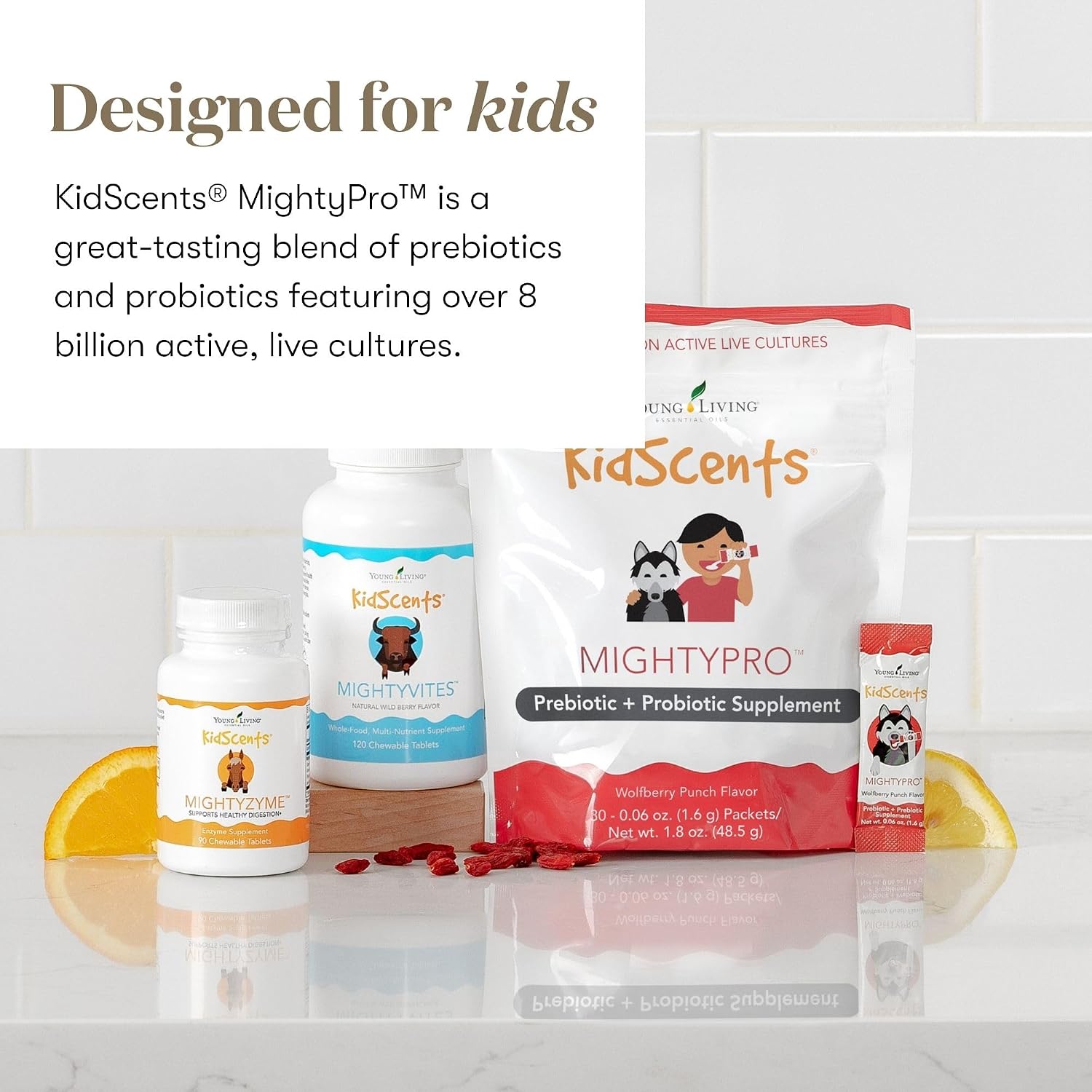 Young Living KidScents MightyPro - Probiótico y Prebiótico para Niños, 8 Mil Millones de Cultivos Vivos