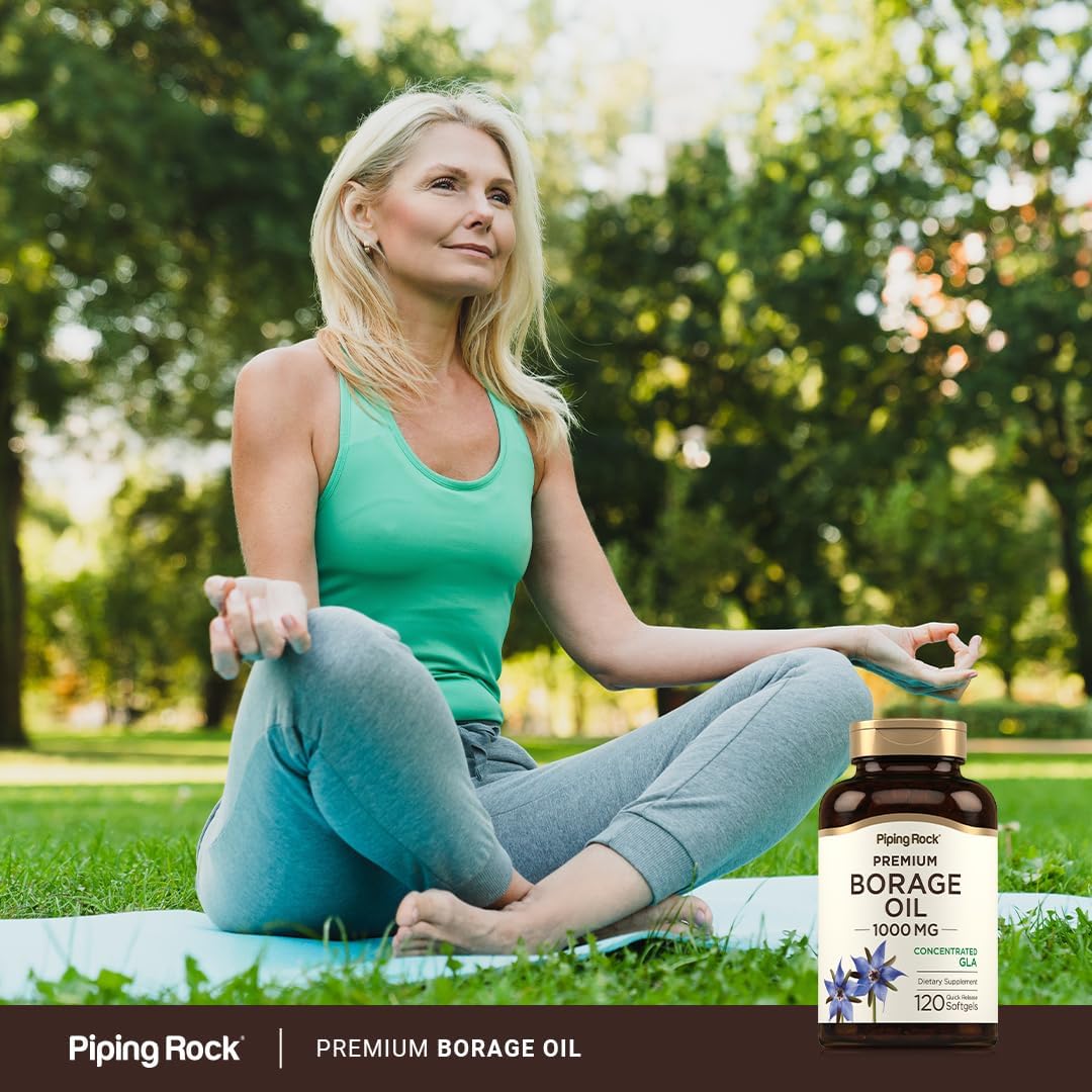 Piping Rock Aceite de Borraja 1000mg | 120 Cápsulas Blandas | Omega 3 6 9 | Prensado en Frío y Sin Hexano | No OGM, Sin Gluten