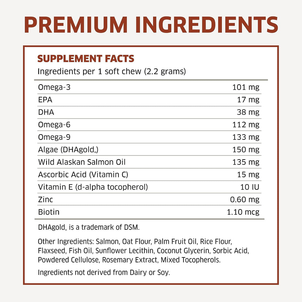 Aceite de Salmón para Perros - Masticables de Omega 3 - 120 uds