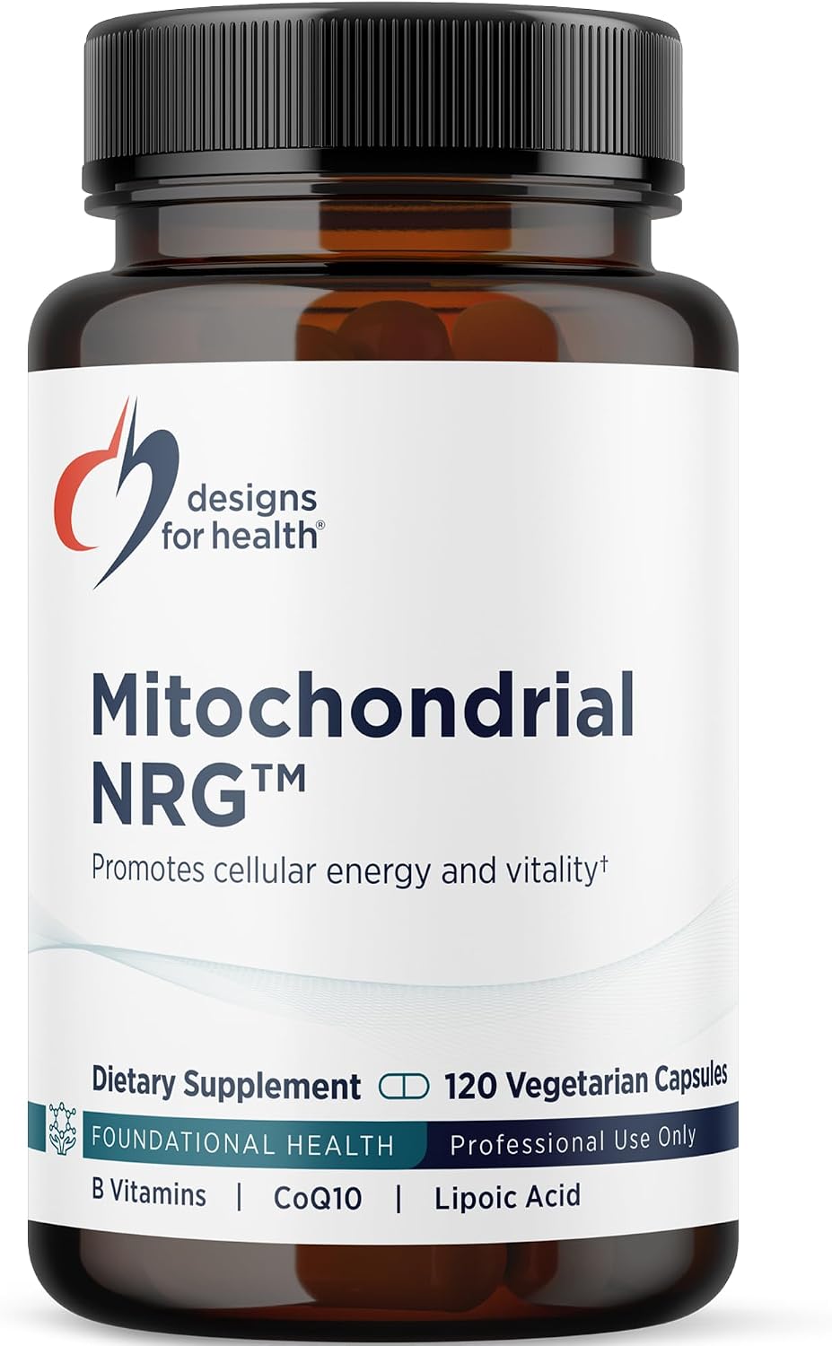 Designs for Health Mitochondrial NRG – Suplemento de Energía Mitocondrial con Ácido Alfa Lipóico, Resveratrol Trans y Curcumina (120 Cápsulas Veganas)
