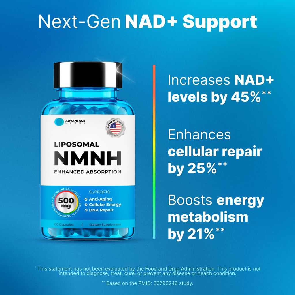 Liposomal NMNH 500 mg – Suplemento NAD+ para Mujeres y Hombres | Apoyo Antienvejecimiento Celular, Energía y Enfoque | 1 Pack (30 cápsulas)